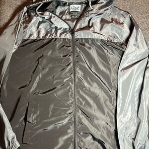 Beautiful Giant Windbreaker Jacket Black & Gray Full Zip Lightweight Workout XL